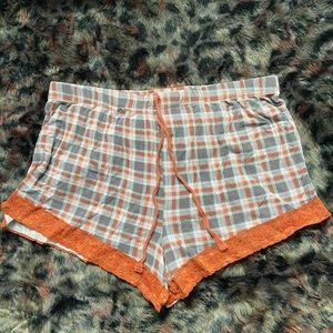 orange plaid pajama pants